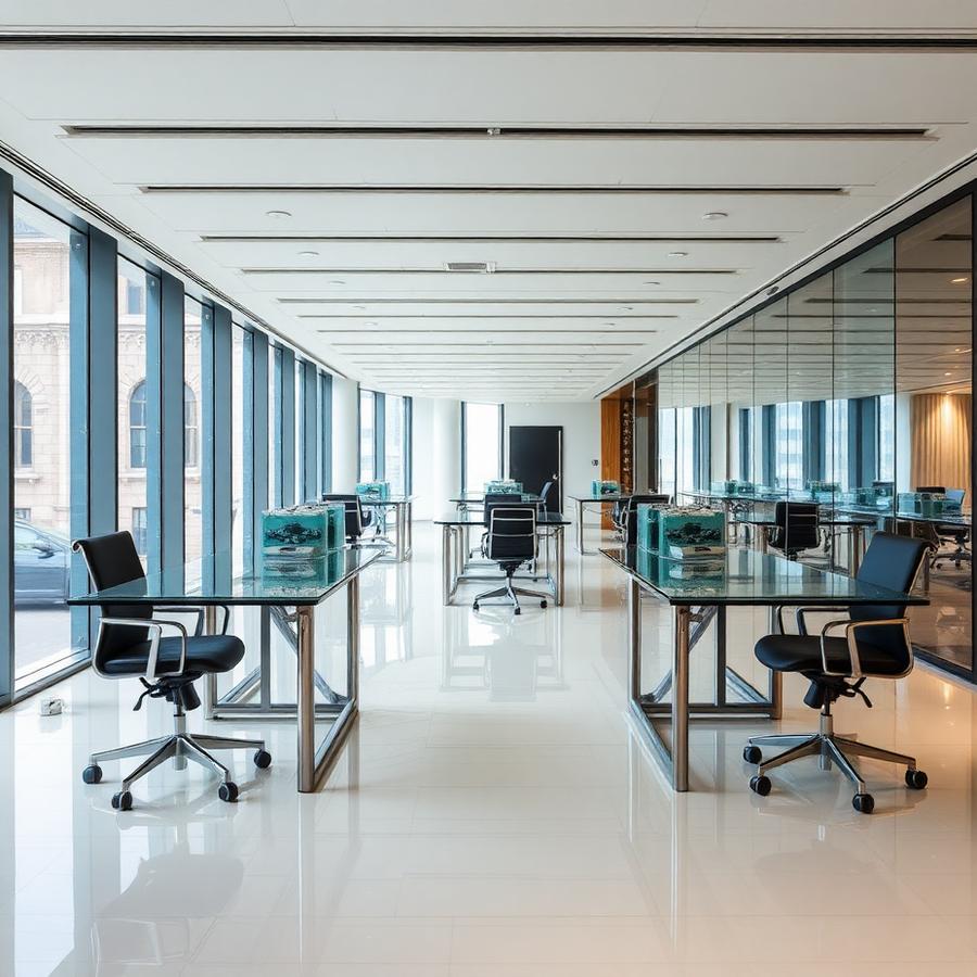 Modern office workspace after professional cleaning